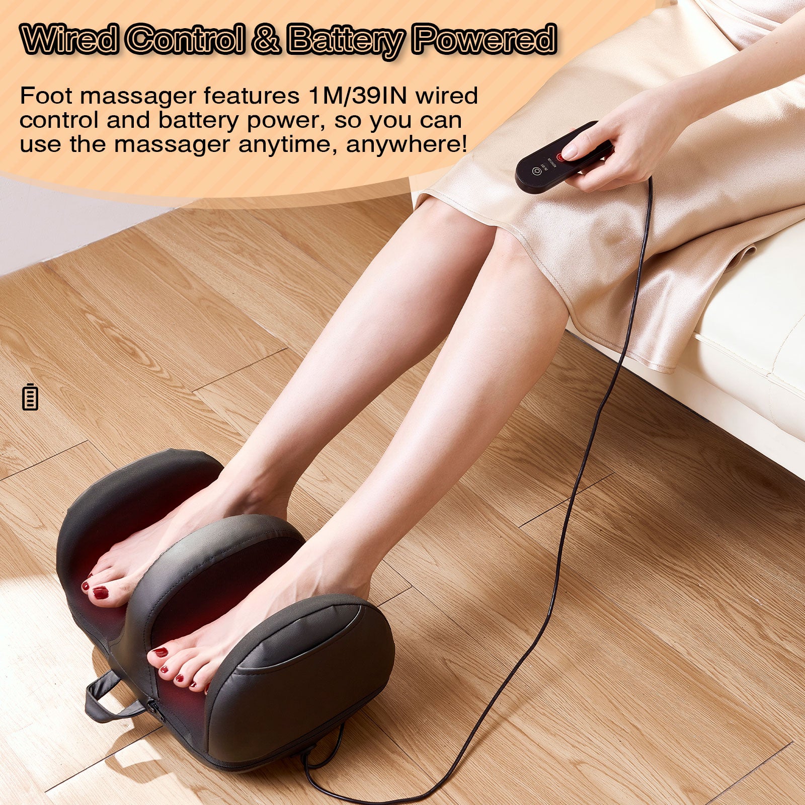 LINGTENG Foot Massager, Shiatsu Massagers, Heat Function, Rechargeable Massager, Massage Calf and Foot, Deep Kneading Massage, Relax for Home and Office, Gift for Women, Men, Dad, Mom