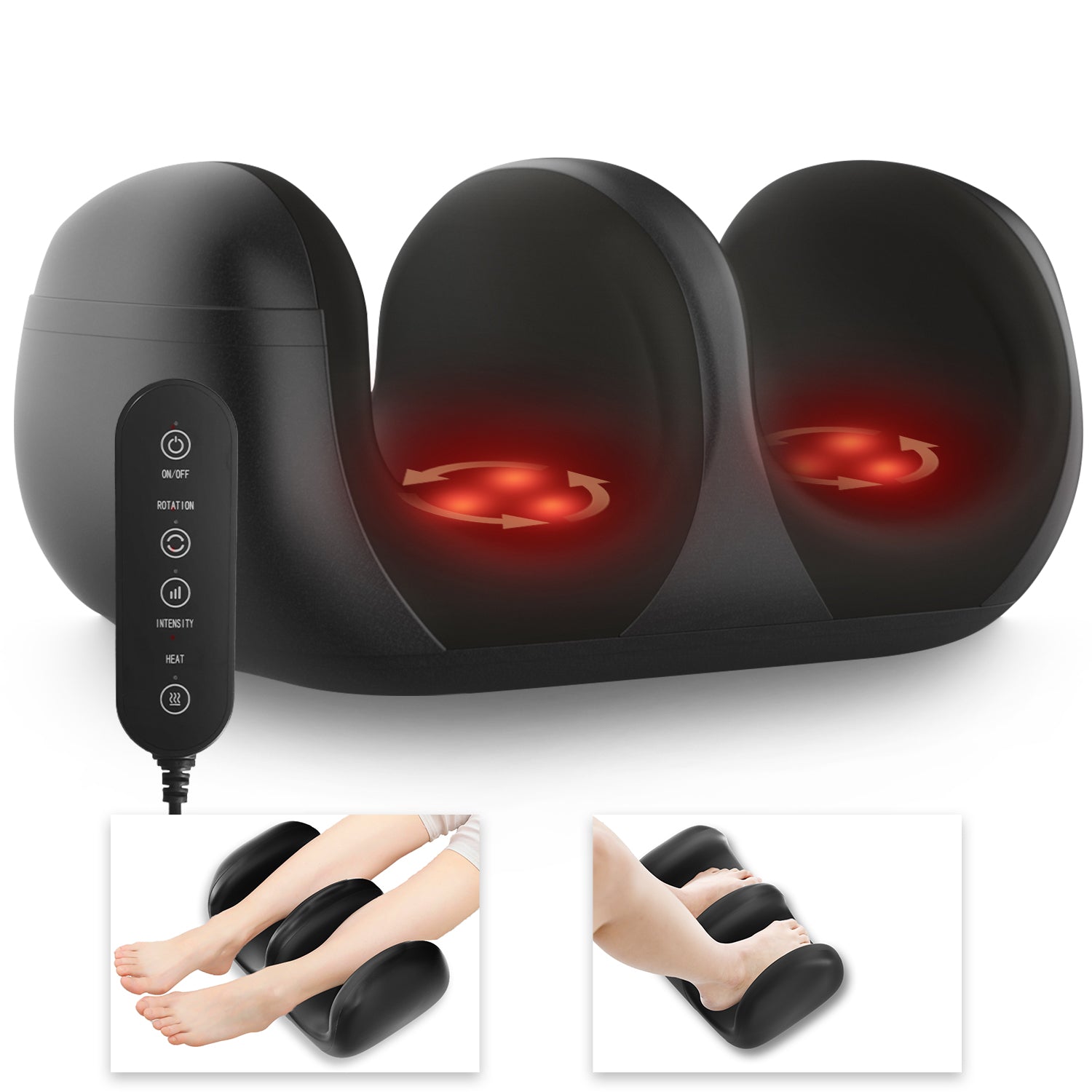 LINGTENG Foot Massager, Shiatsu Massagers, Heat Function, Rechargeable Massager, Massage Calf and Foot, Deep Kneading Massage, Relax for Home and Office, Gift for Women, Men, Dad, Mom