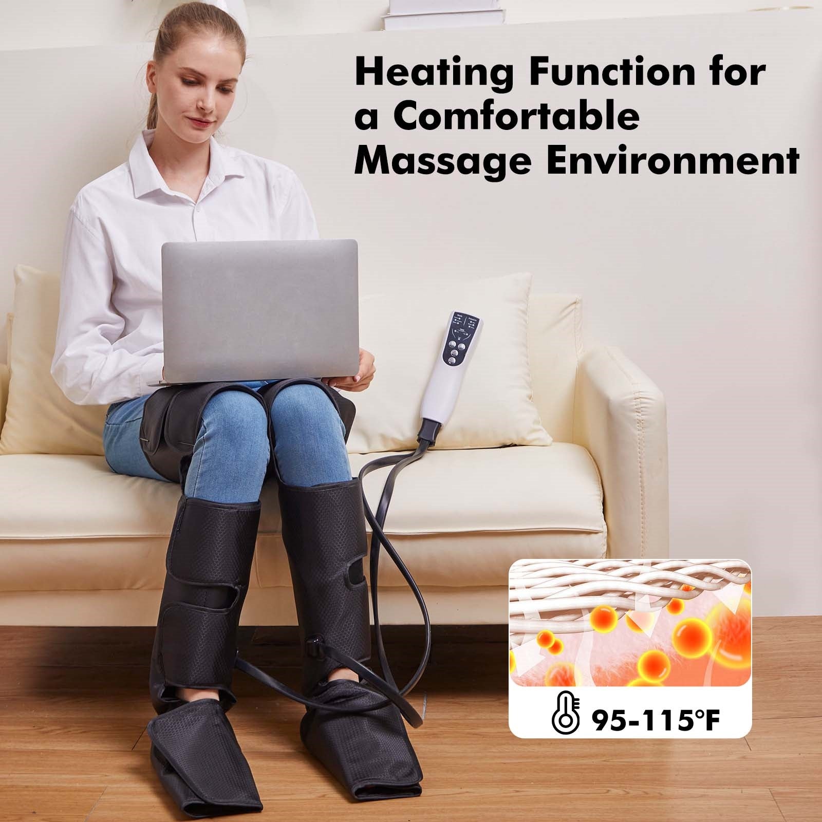 Air Compression Calf Massage and Thigh Massage, Handheld Controller 3 Intensities 3 Modes (with 4 Extensions and Portable Bag), Gift
