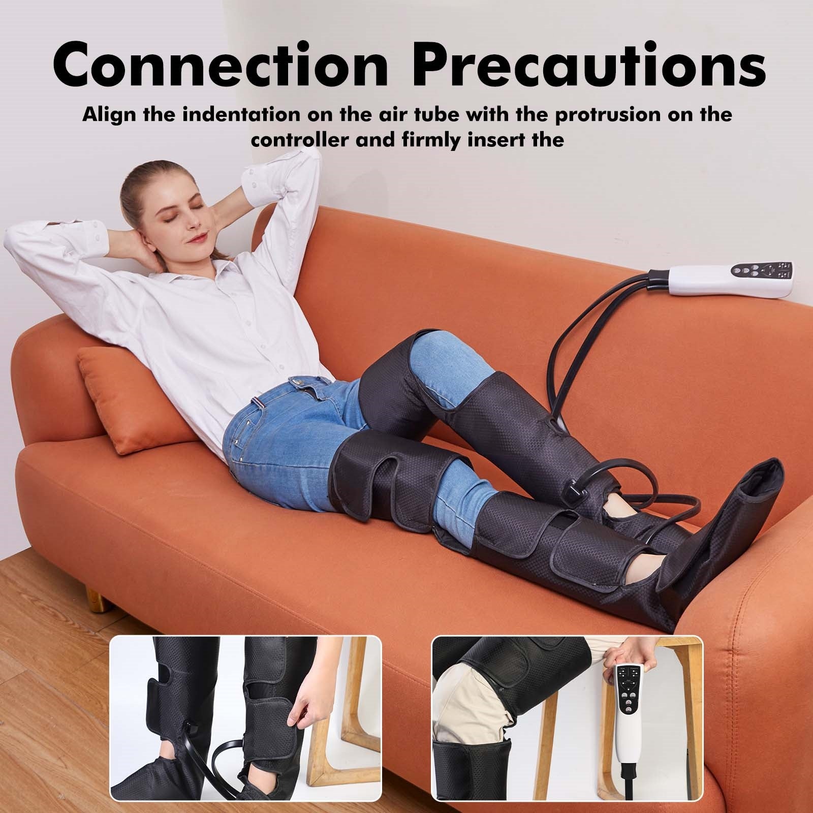 Air Compression Calf Massage and Thigh Massage, Handheld Controller 3 Intensities 3 Modes (with 4 Extensions and Portable Bag), Gift