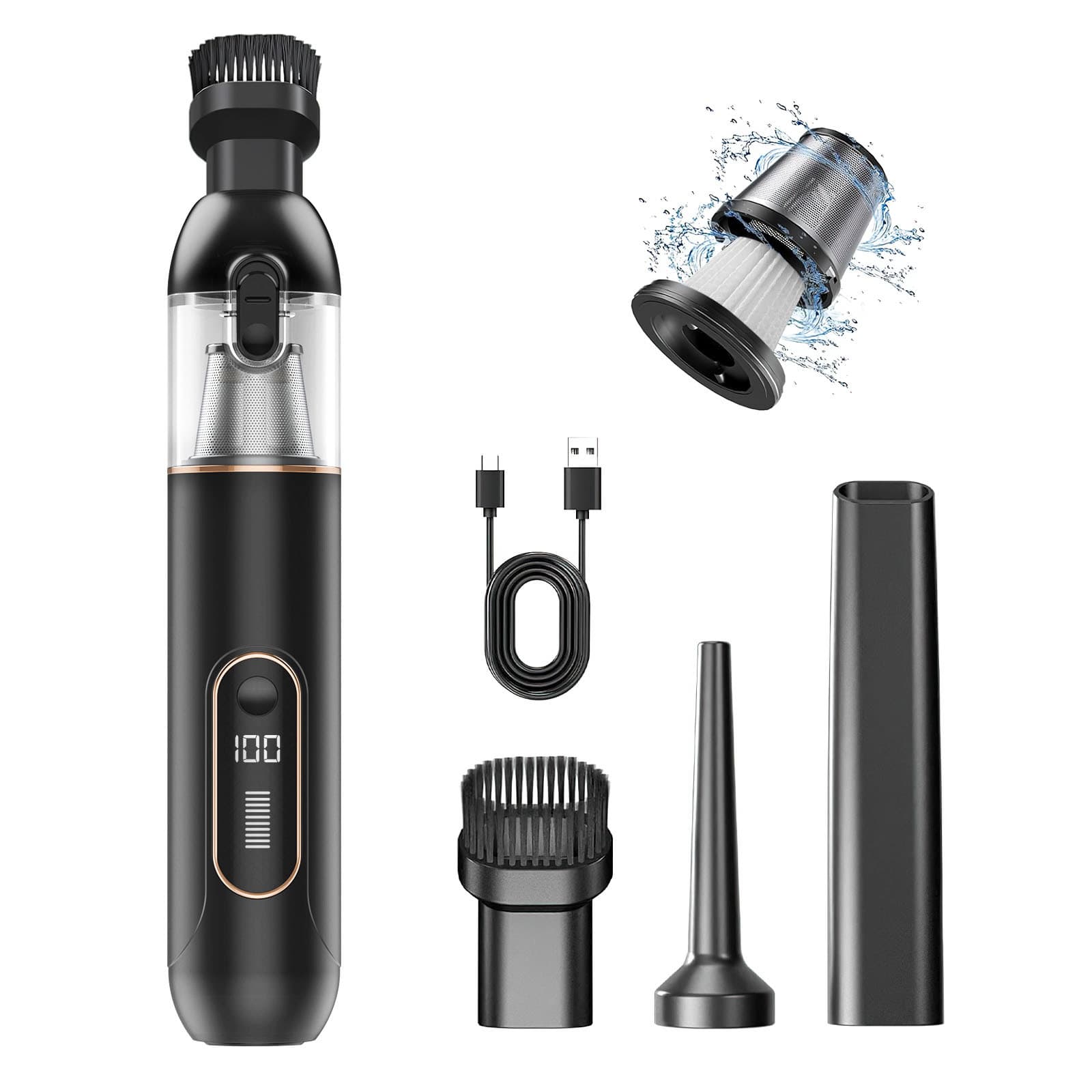 Cordless Car Vacuum Cleaner, Rechargeable Handheld Vacuum with 20000Pa Suction, HEPA Filter for Pet Hair and Dust, Portable for Car Interior and Home Use