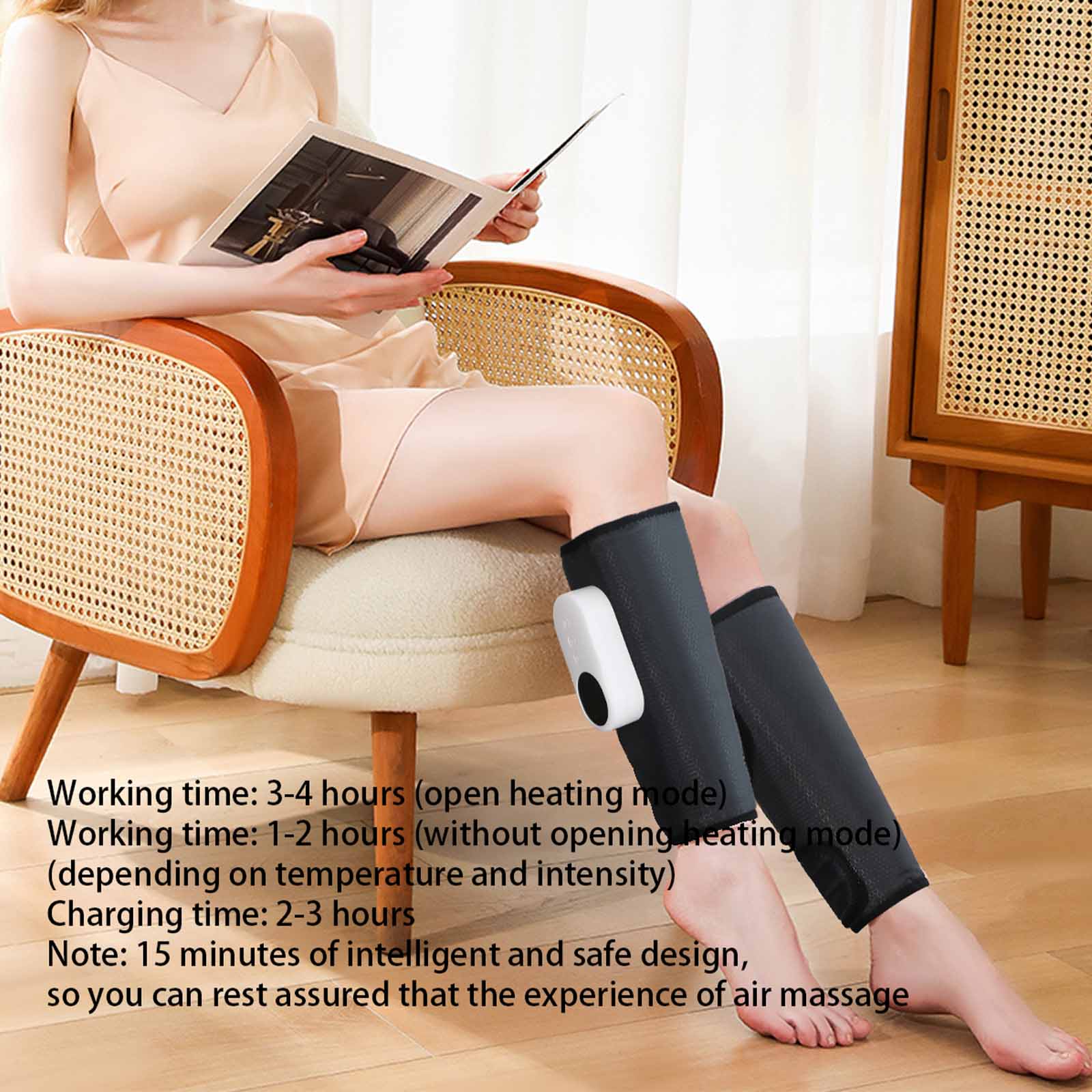 Calf Massager for Circulation and Pain Relief, Calf Air Compression Massager with Heat, 3 Intensities, 3 Modes (Pair)