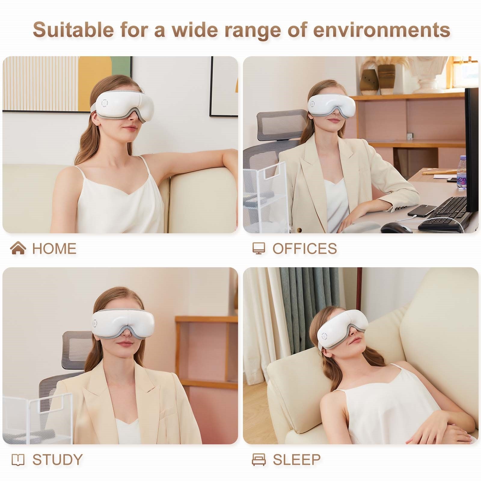 Eye Massager with Heat, Heated Eye Mask with Bluetooth Music, Eye Care Gift with 5 Massage Modes and 180° Folding Design, Gifts for Mom and Dad