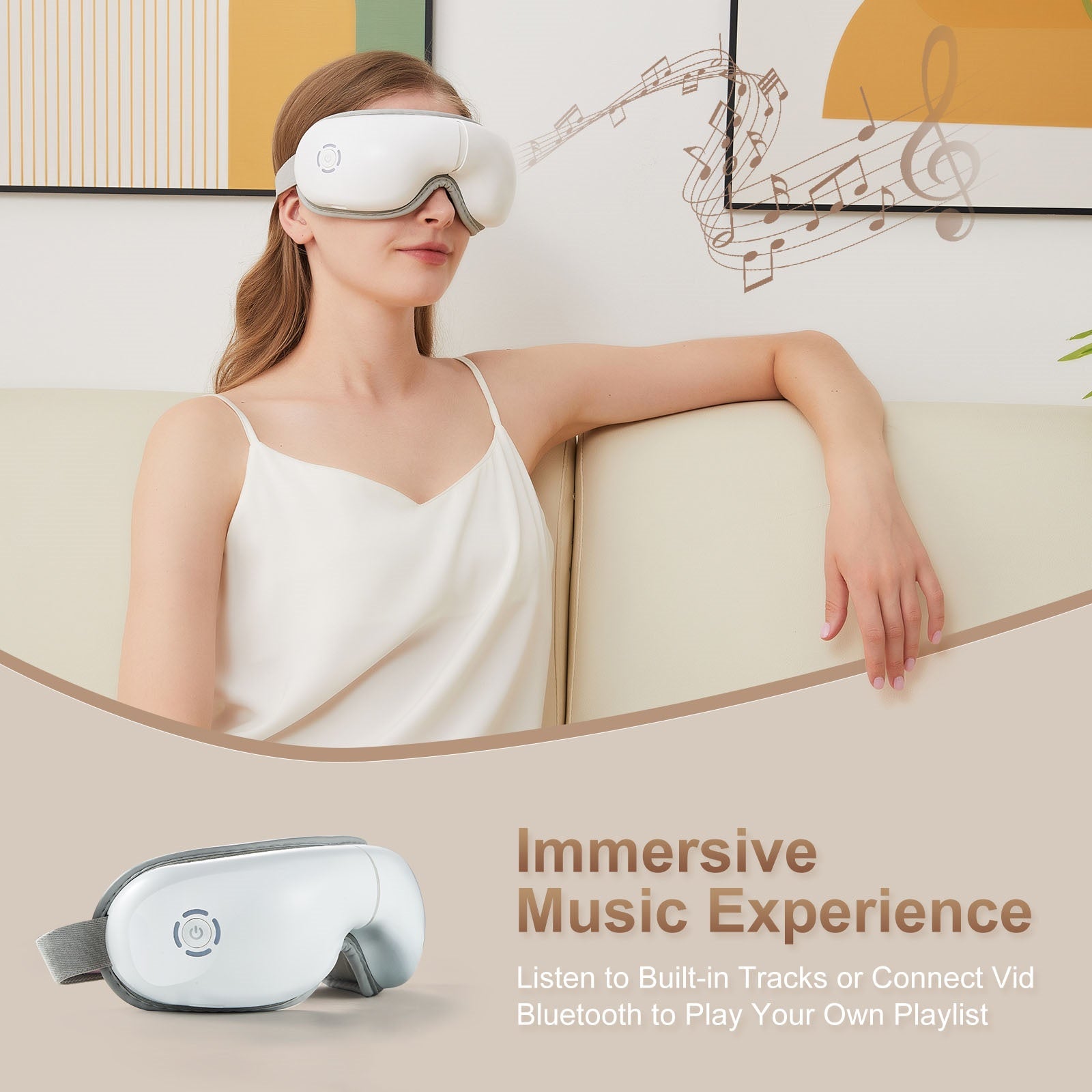 Eye Massager with Heat, Heated Eye Mask with Bluetooth Music, Eye Care Gift with 5 Massage Modes and 180° Folding Design, Gifts for Mom and Dad