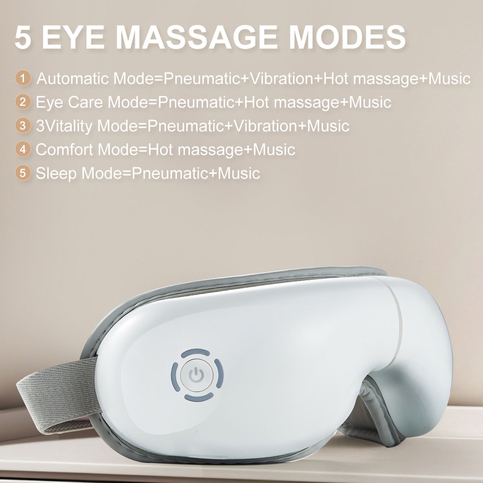 Eye Massager with Heat, Heated Eye Mask with Bluetooth Music, Eye Care Gift with 5 Massage Modes and 180° Folding Design, Gifts for Mom and Dad