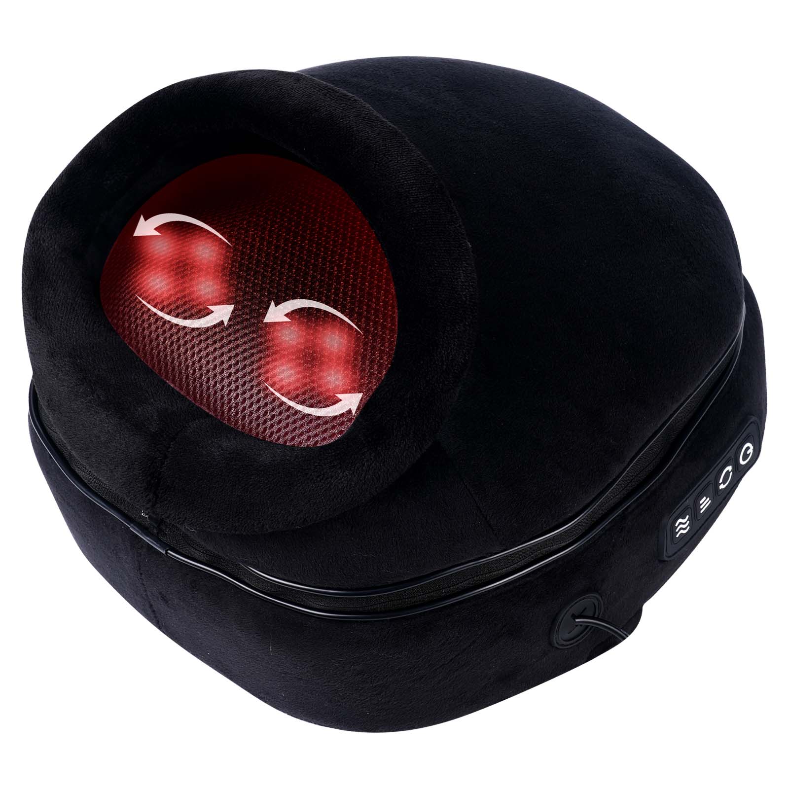 Foot Massager with Heat, Removable Top Cover for Calf, Back and Foot Massage, Fits Feet up to Size 14, Black