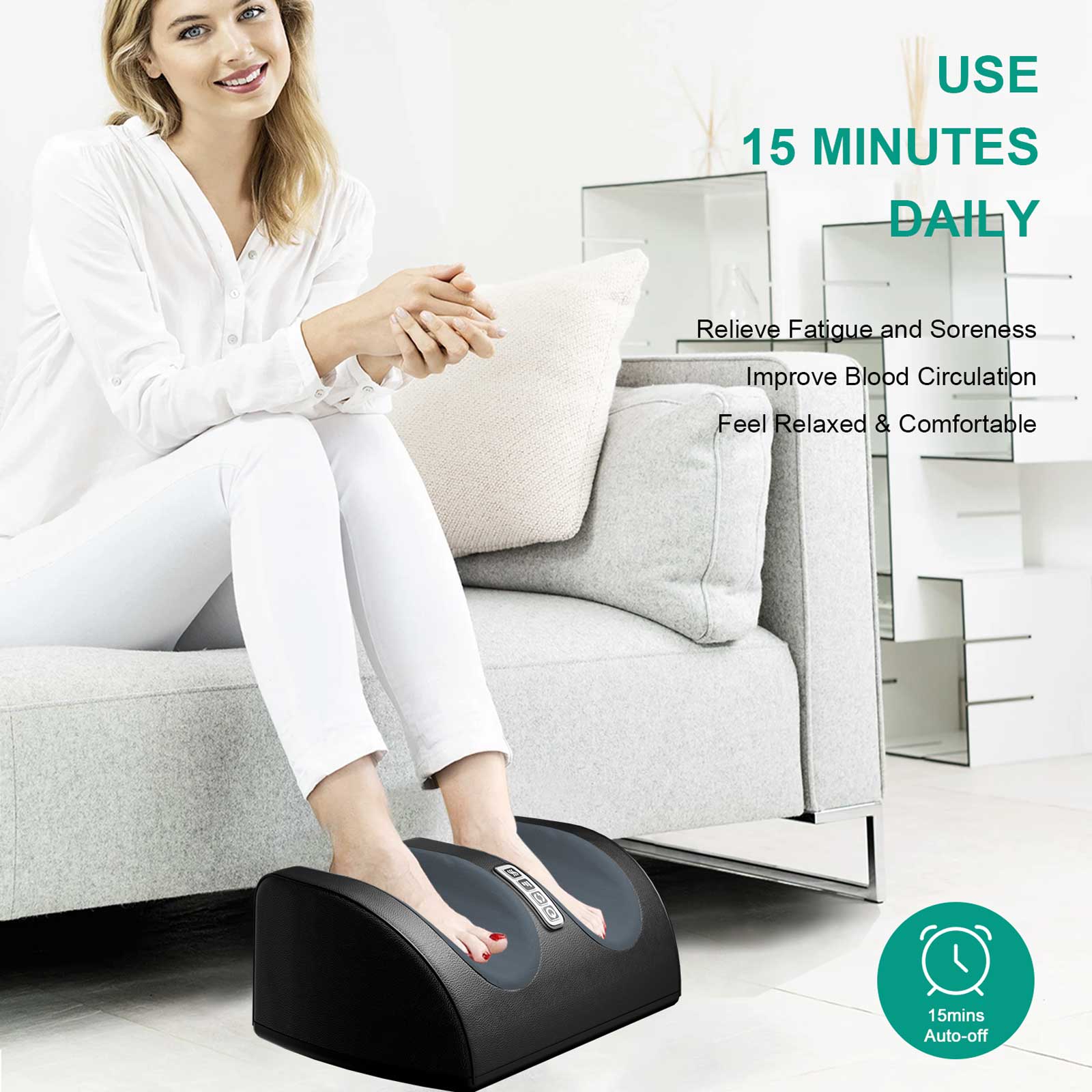 Shiatsu Foot Massager Machine with Heat, Foot Massage and Calf Massage, Gifts for Mom & Dad