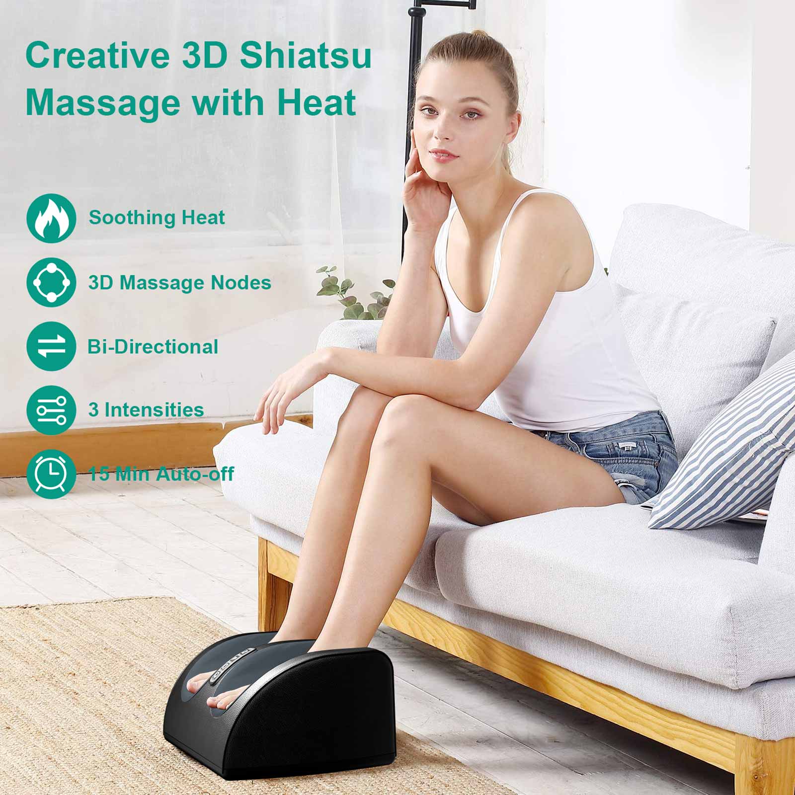 Shiatsu Foot Massager Machine with Heat, Foot Massage and Calf Massage, Gifts for Mom & Dad