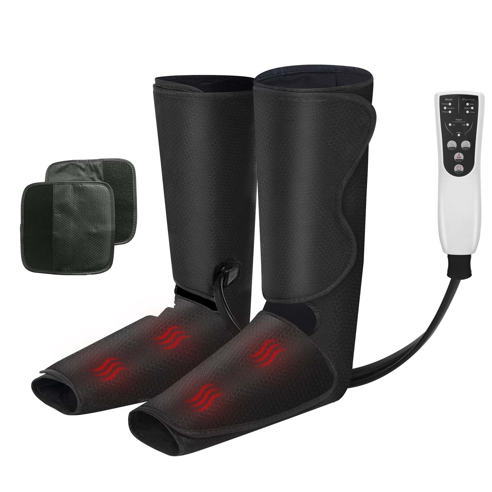 Air Compression Leg Massager with Heat, Leg Massager Simulates Kneading and Stroking of Tissues by Using an Inflatable Garment