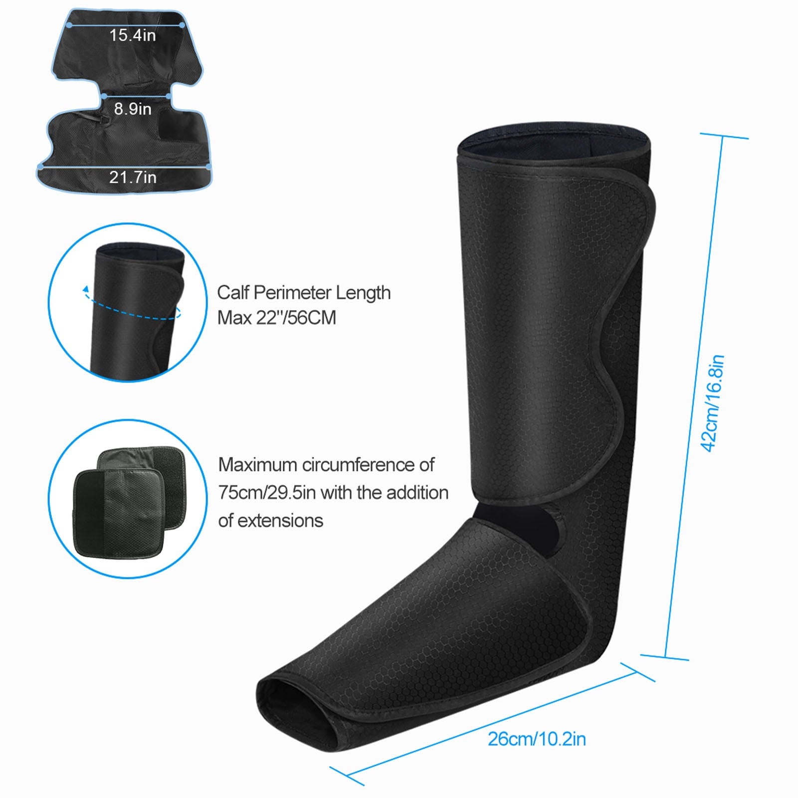 Air Compression Leg Massager with Heat, Leg Massager Simulates Kneading and Stroking of Tissues by Using an Inflatable Garment