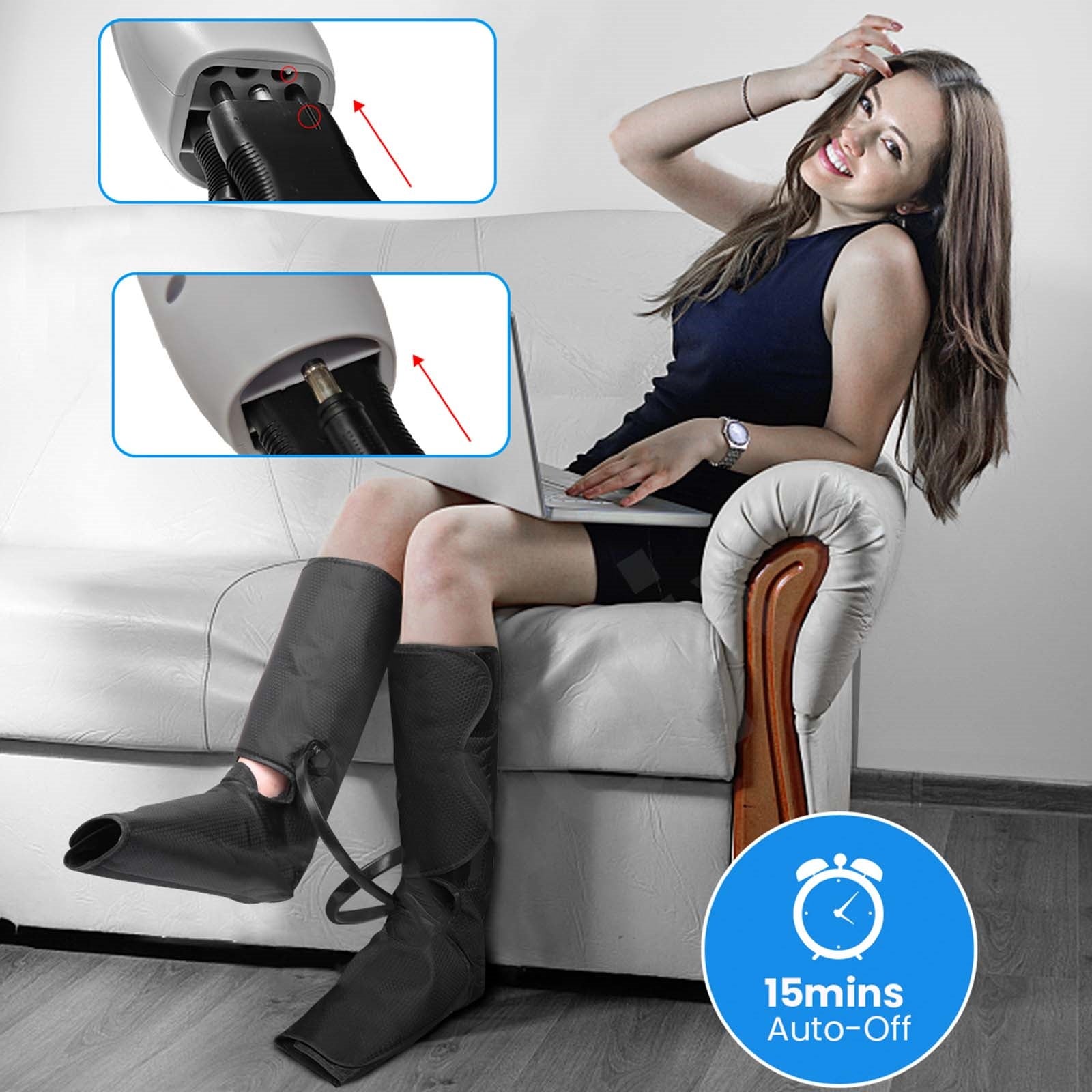 Air Compression Leg Massager with Heat, Leg Massager Simulates Kneading and Stroking of Tissues by Using an Inflatable Garment
