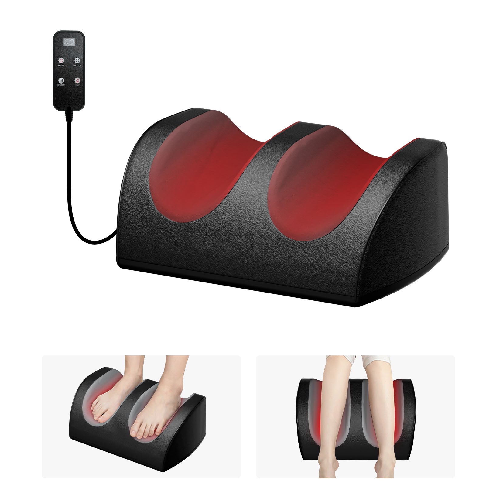 Foot Massager with Heat, Electric Foot Massager with Cord Remote Control, Birthday Gifts for Mom and Dad (Black)