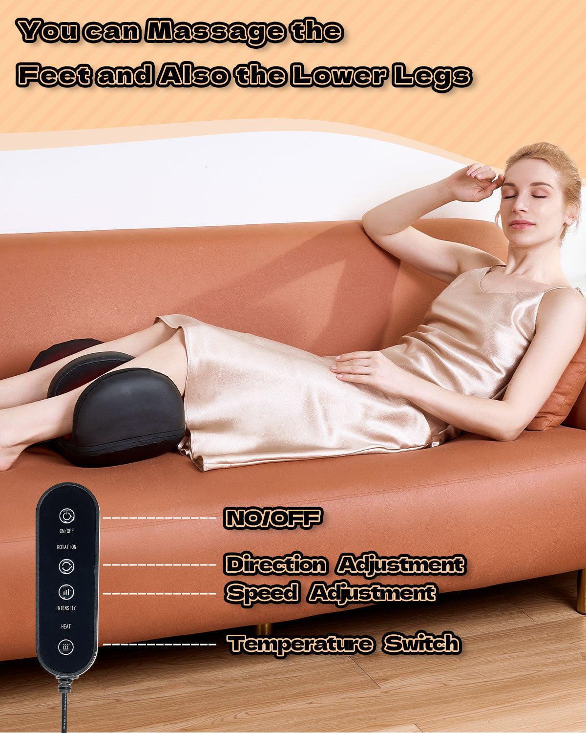 LINGTENG Foot Massager, Shiatsu Massagers, Heat Function, Rechargeable Massager, Massage Calf and Foot, Deep Kneading Massage, Relax for Home and Office, Gift for Women, Men, Dad, Mom