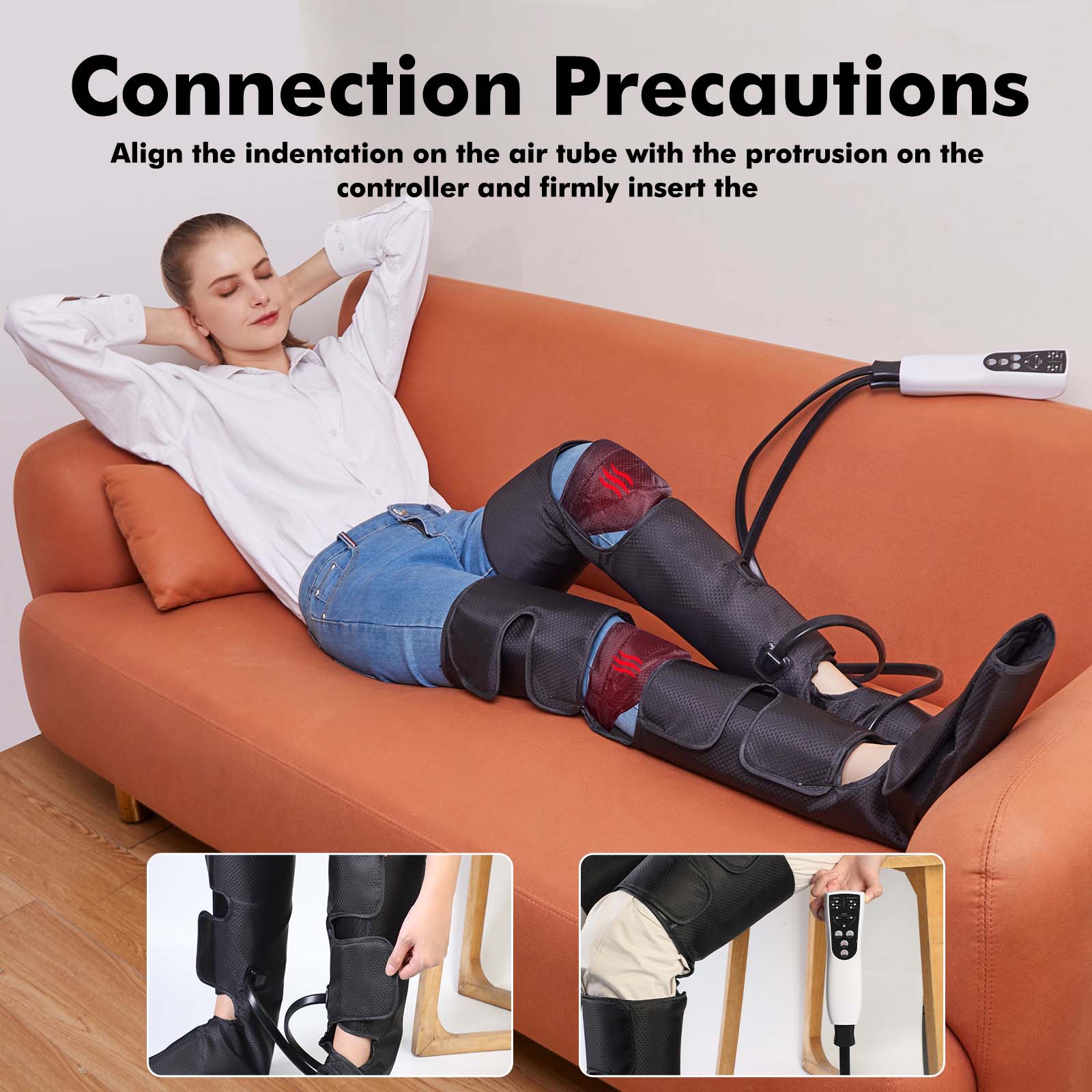 Leg Massager for Knee Heat, Thigh Massager and Calf Massager, Handheld Controller 3 Intensities 3 Modes (with 4 Extensions)